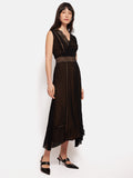 Crinkle Lace Trim Dress | Black