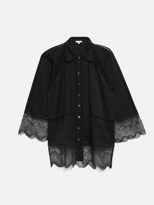 Scallop Trim Shirt | Black