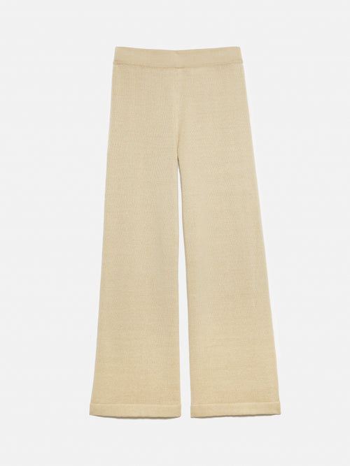 Linen Cotton Knitted Trouser | Cream