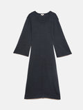 Linen Cotton Knitted Dress | Navy