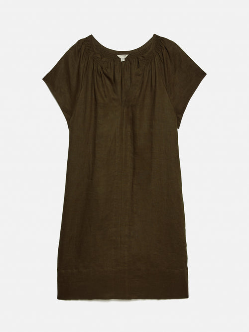 Linen Smocked T-shirt Dress | Dark Green – Jigsaw