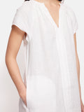 Linen Smocked T-shirt Dress | White