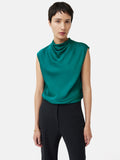 Satin Cowl Neck Top | Green