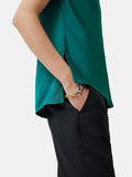 Satin Cowl Neck Top | Green