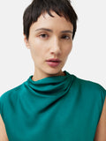 Satin Cowl Neck Top | Green