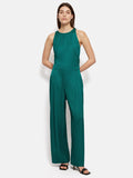 Satin Pleat Trouser | Green