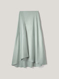 Satin Bias Asymmetric Skirt | Blue