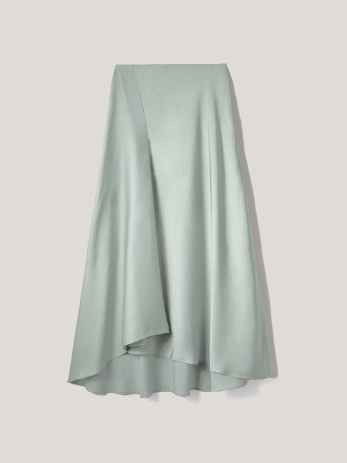 Satin Bias Asymmetric Skirt | Blue