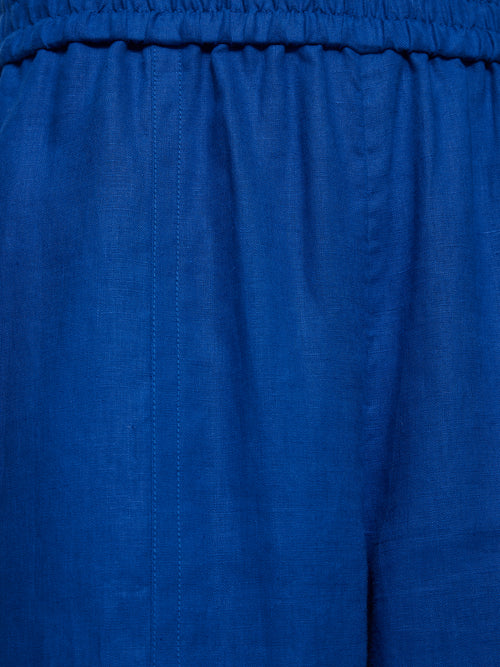 Linen Wide Leg Trouser | Blue