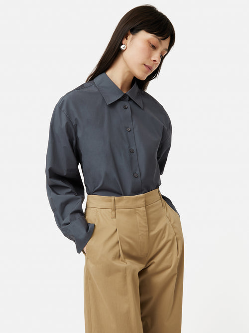 Cotton Poplin Shirt | Navy