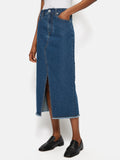 Denim Maxi Split Front Skirt | Vintage Mid Blue