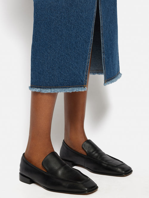 Denim Maxi Split Front Skirt | Vintage Mid Blue