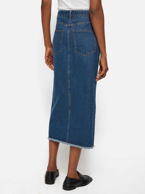 Denim Maxi Split Front Skirt | Vintage Mid Blue