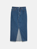 Denim Maxi Split Front Skirt | Vintage Mid Blue