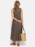 Linen Waistcoat Dress | Brown