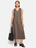 Linen Waistcoat Dress | Brown