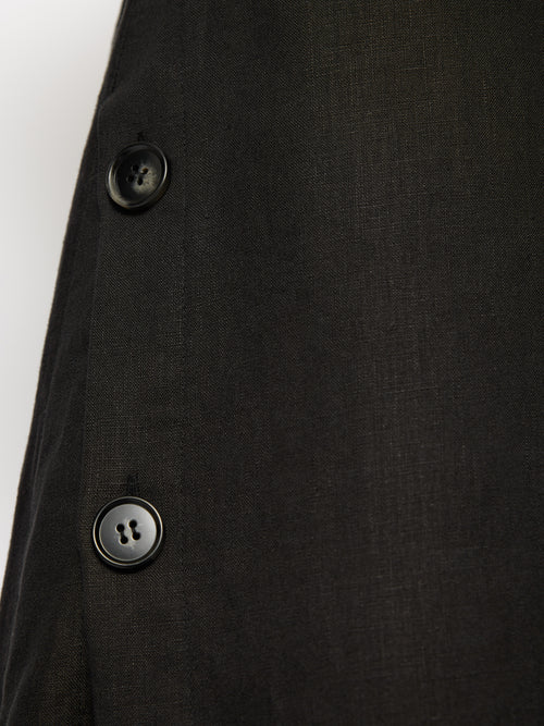 Linen Button Detail Dress | Black