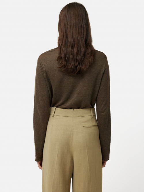 Linen Eden Long Sleeve Tee | Khaki