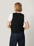 Pure Cotton Knitted Waistcoat | Black