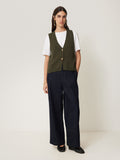 Pure Cotton Knitted Waistcoat | Khaki