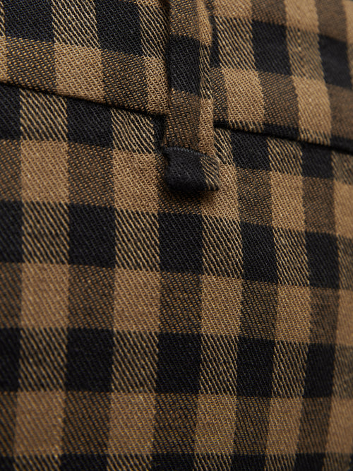 Dale Linen Check Trouser | Khaki – Jigsaw