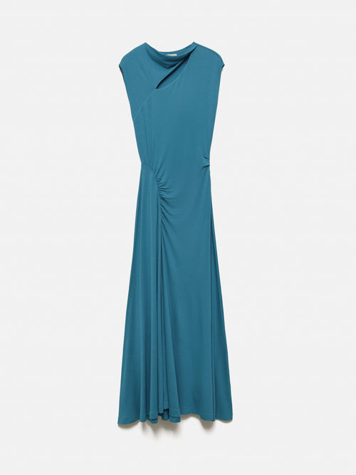 Slash Neck Dress | Blue