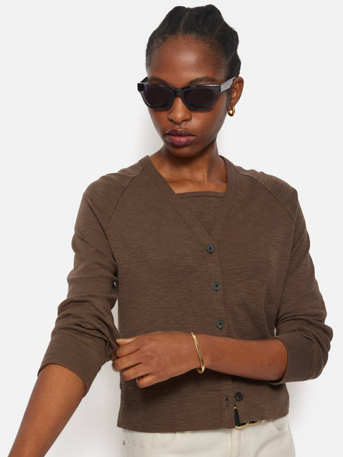 Cotton Luxe Cardigan | Brown