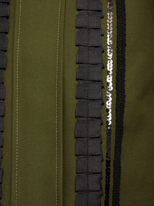 Cotton Trim Detail Jacket | Khaki