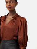 Cicelly Satin Drape Top | Brown