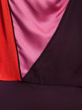 Colour Block Satin Dress | Purple