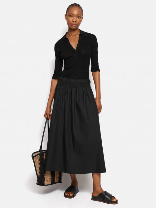 Cotton Poplin Skirt | Black