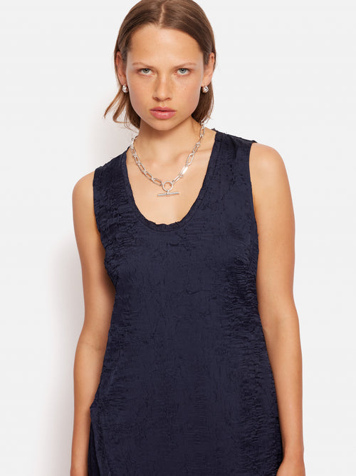 Asymmetric Textured Dress | Navy