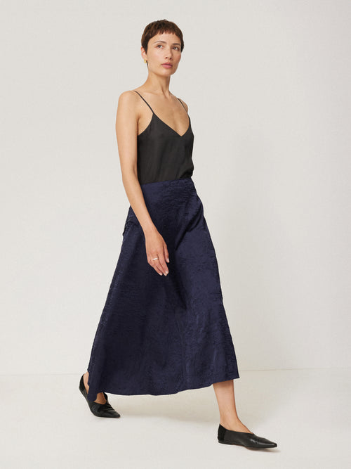 Asymmetric Textured Skirt | Navy