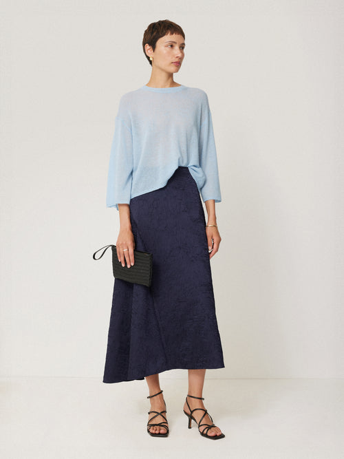 Asymmetric Textured Skirt | Navy