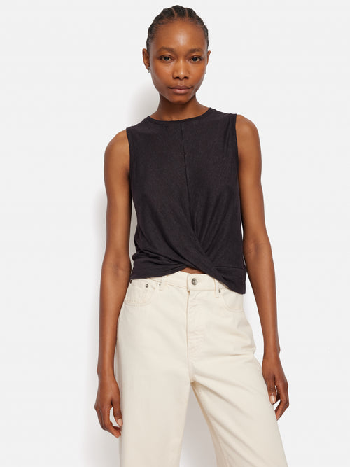 Linen Twist Front Top | Raisin