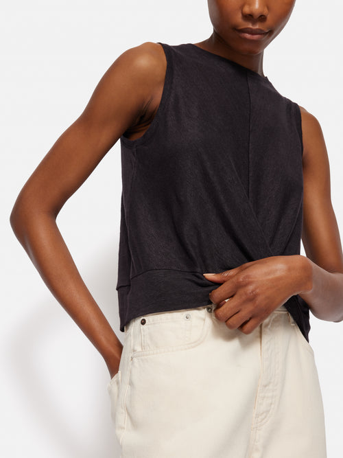 Linen Twist Front Top | Raisin