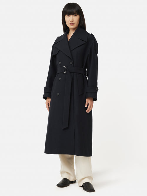 Nelson Italian Twill Trench Coat | Navy – Jigsaw