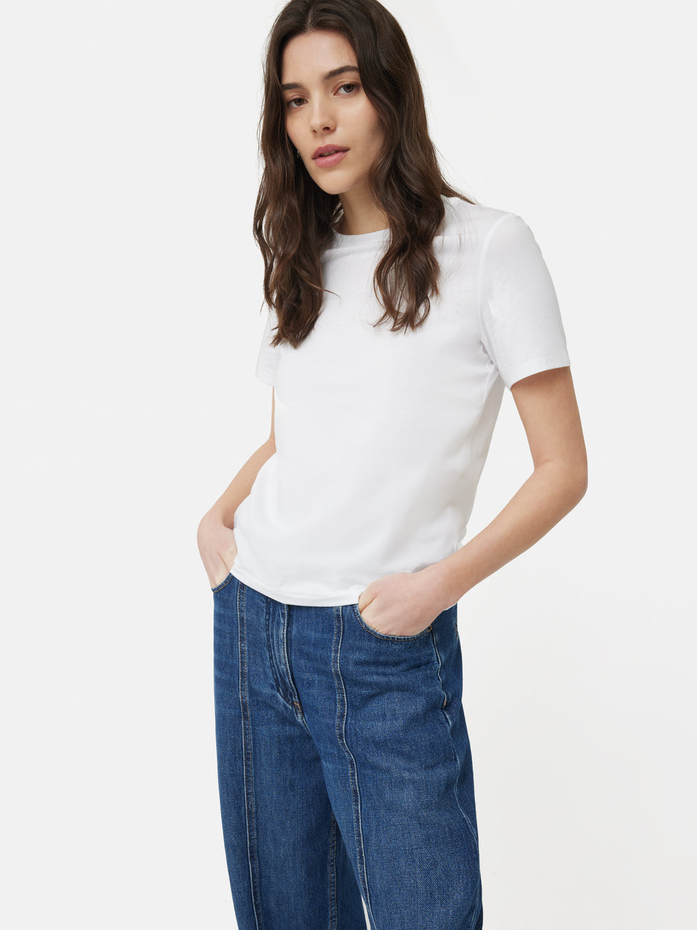 Supima Cotton Crew Neck Tee | White – Jigsaw