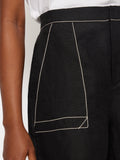 Linen Contrast Stitch Short | Black