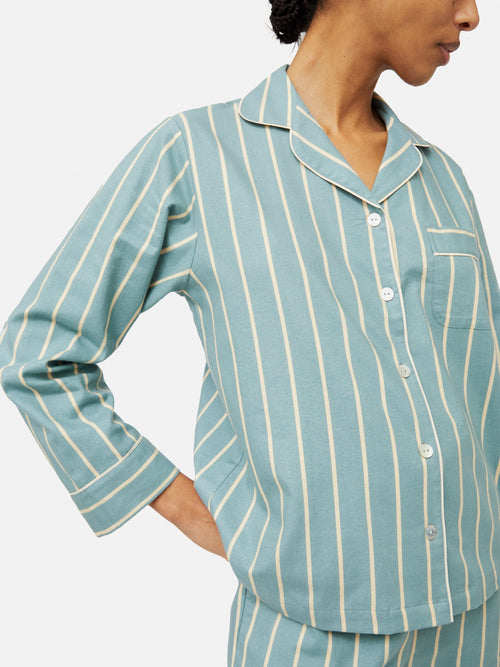 Brushed Twill Stripe Pyjamas | Blue