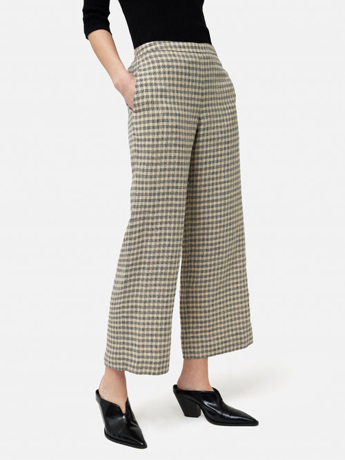 Linen Check Palazzo Trouser | Beige – Jigsaw