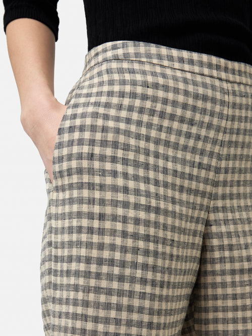 Linen Check Palazzo Trouser | Beige – Jigsaw