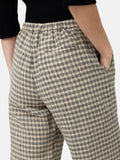 Linen Check Palazzo Trouser | Beige