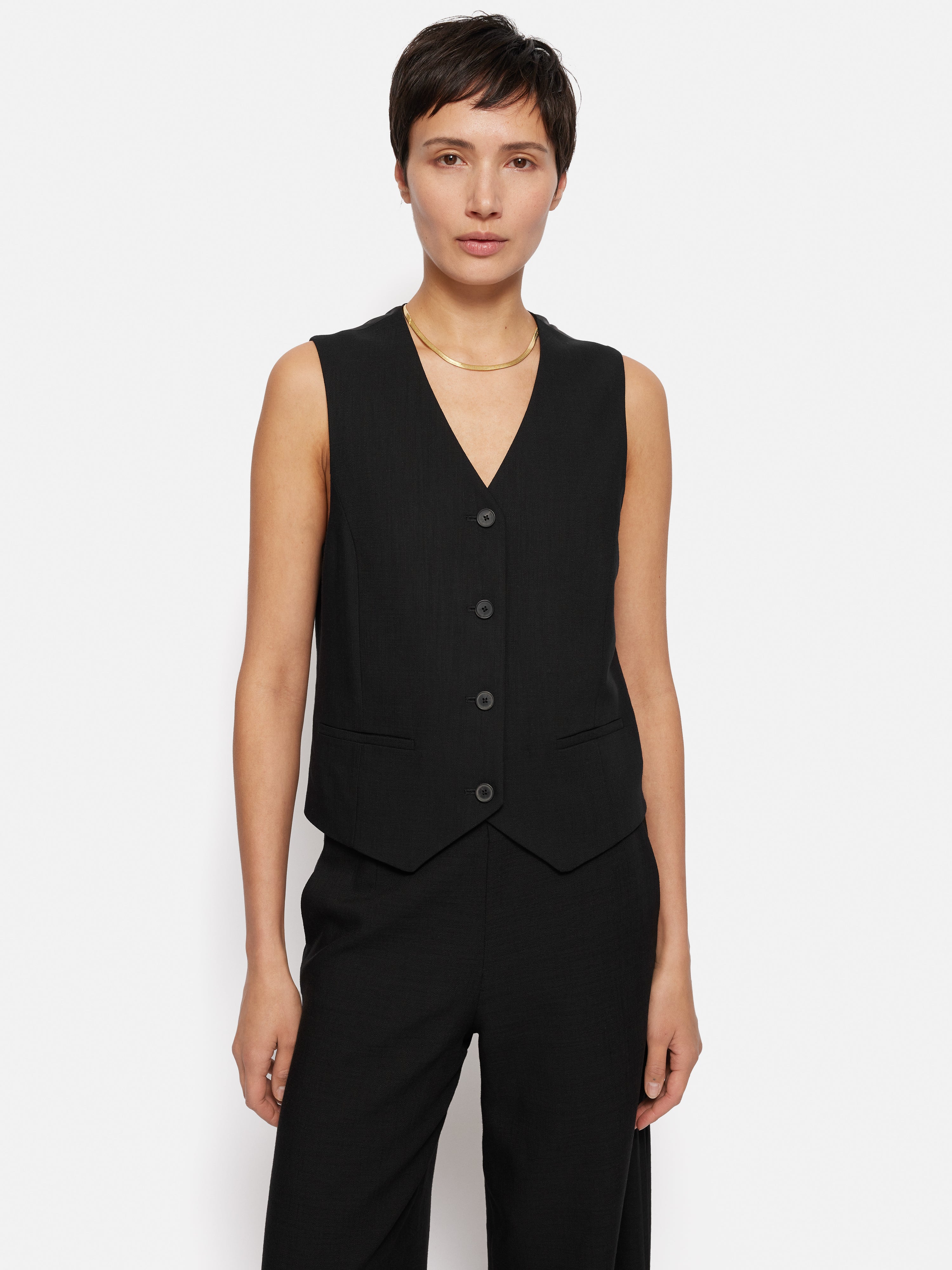 Hopsack Tailored Waistcoat | Black – Jigsaw