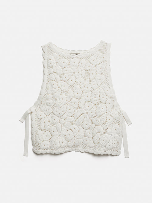 Crochet Embroidered Tank | Ivory