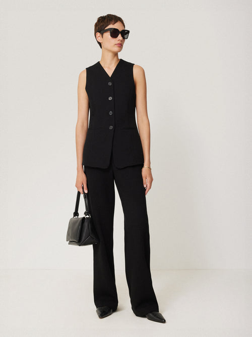 Crepe Ponte Jersey Waistcoat | Black