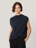 Cloud Cashmere Cap Sleeve Top | Navy