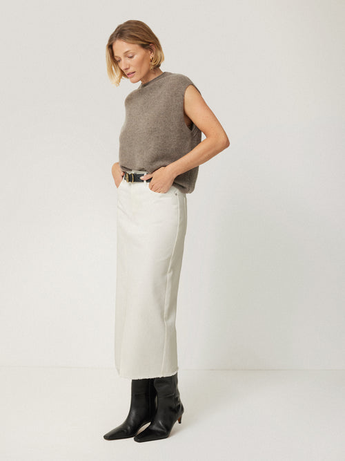 Cloud Cashmere Cap Sleeve Top | Taupe