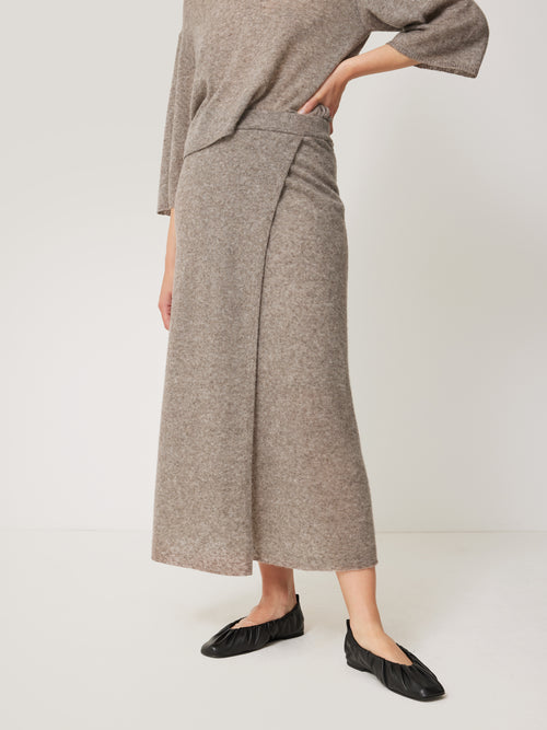 Soft Gauzy Knit Skirt | Taupe