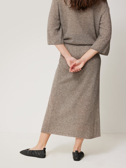 Soft Gauzy Knit Skirt | Taupe